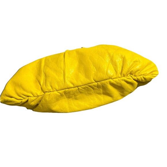 Morelle Yellow Leather Shoulder Bag Bow Accent Slouchy Hobo Bag Purse EUC - Picture 4 of 11